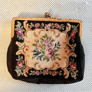 Vintage 1950s-1960s Hand Embroidered Coin Purse. Gorgeous.